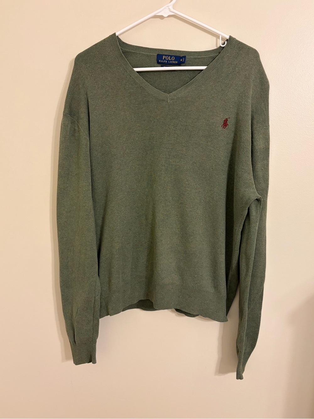 Polo by Ralph Lauren | Men’s V-Neck Sweater – Olive Green Pima Cotton M